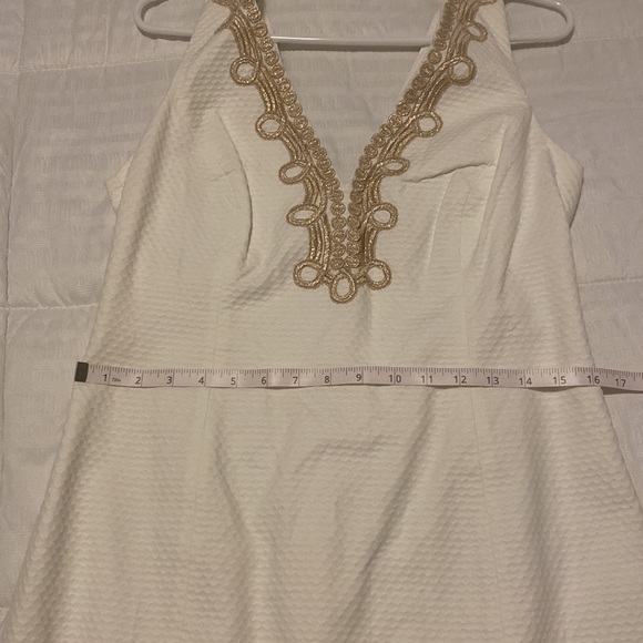 Lily Pulitzer, White dress with gold embroidery, SZ: 10 - Picture 11 of 11